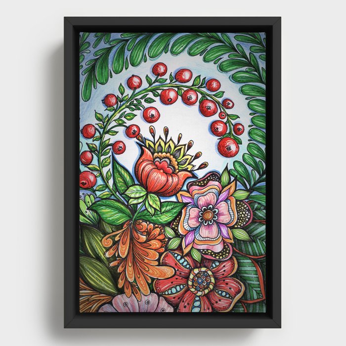 Red berries Framed Canvas