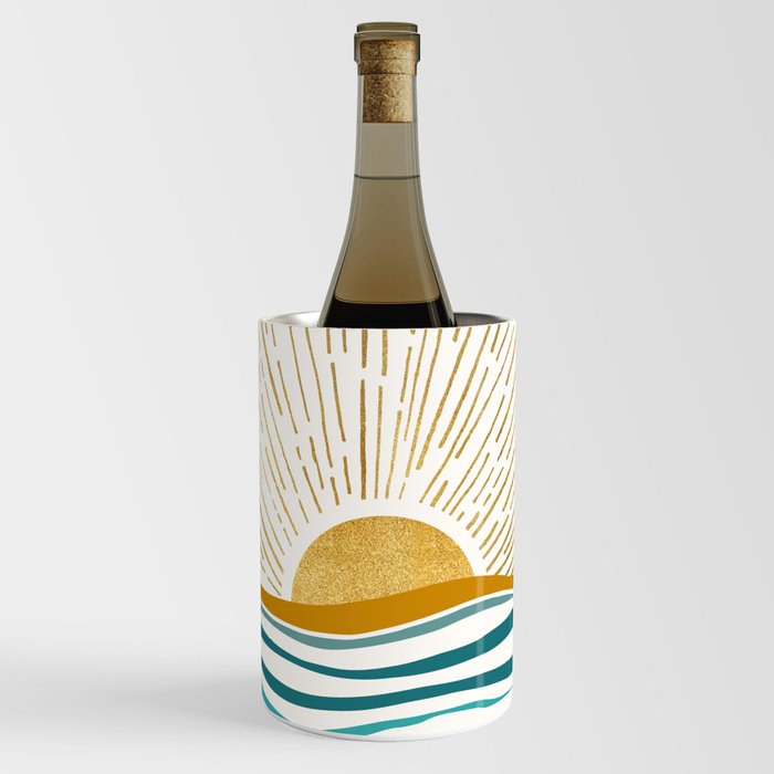The Sun and The Sea - Gold and Teal Wine Chiller