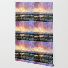 Prismatic Sunrise Showers Abstract Drip Paint Landscape Wallpaper