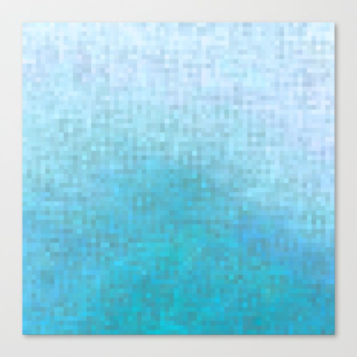 graphic design geometric pixel square pattern abstract in blue Canvas Print