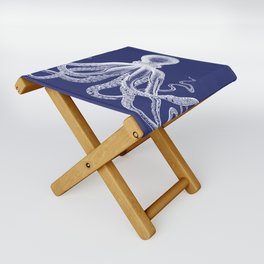 Octopus | Vintage Octopus | Tentacles | Navy Blue and White | Folding Stool