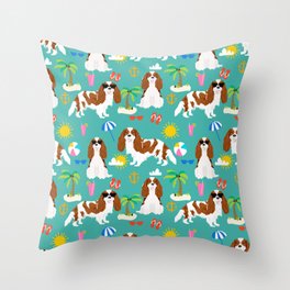 Cavalier King Charles Spaniel beach day tropical vacation socal sunshine Throw Pillow