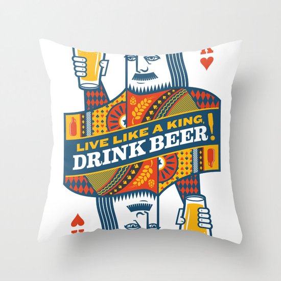 King of Beers Throw Pillow
