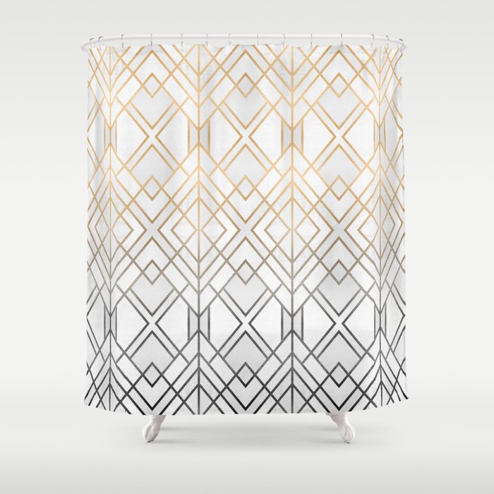 Gold And Grey Geo Shower Curtain By Elisabethfredriksson Society6