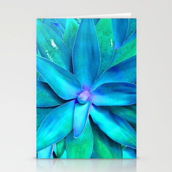 Blue Agave - Colorful Succulent Plant Art Stationery Cards