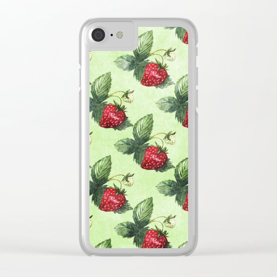 Strawberry Pattern- Strawberries fruits Clear iPhone Case