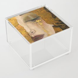 Golden Tears (Freya's Heartache) portrait painting by Gustav Klimt Acrylic Box
