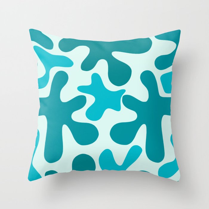 Sea Star Maximalist Pattern in Aqua and Teal Blue Throw Pillow