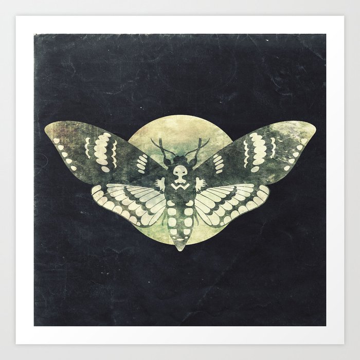 Moth And Moon Art Print