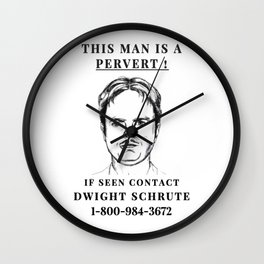 Dwight Pervert Wall Clock | Schrute, Office, Pervert, Jim, Black And White, Dwight, Typography, Digital, Pop Art, Stencil 