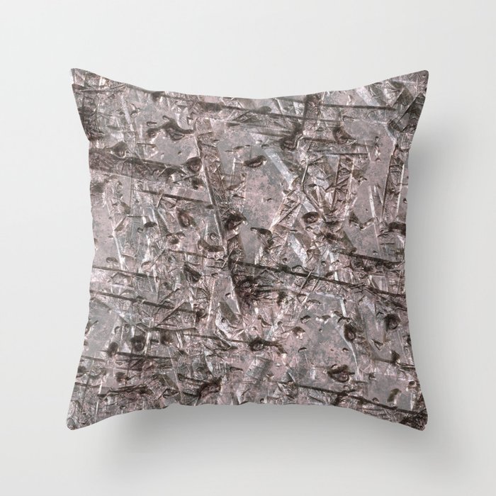 Cracked and scratched grey metal wall  Throw Pillow