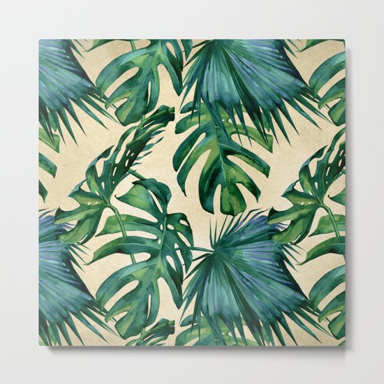 Tropical Island Republic Green on Linen Metal Print
