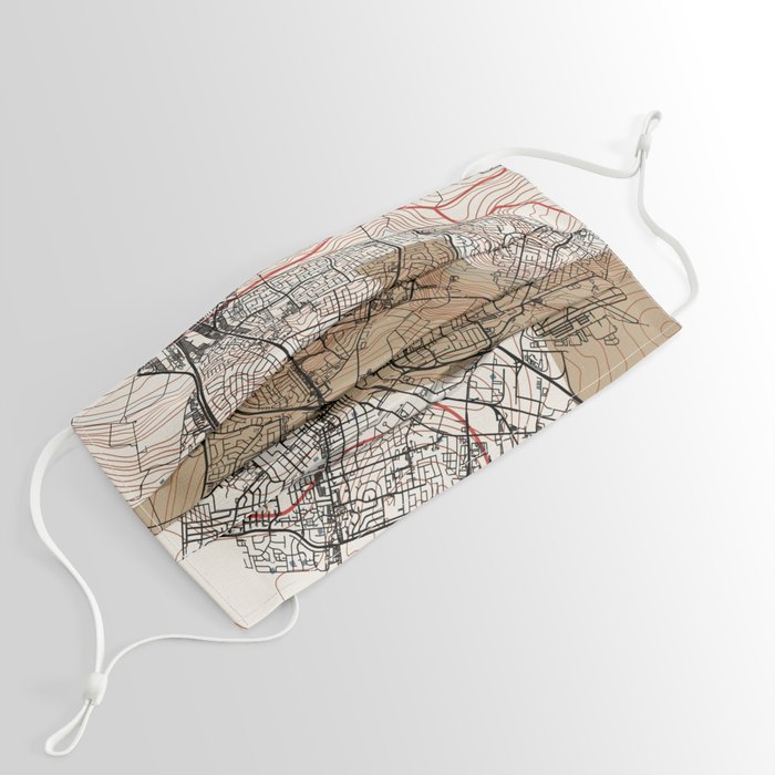 USA, Salinas City Map Collage - Retro Face Mask