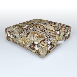 sophisticated jewelry flower silver champagne gold rhinestone Outdoor Floor Cushion