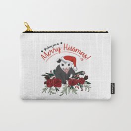 Merry Hissmas - floral christmas themed possum baby Carry-All Pouch