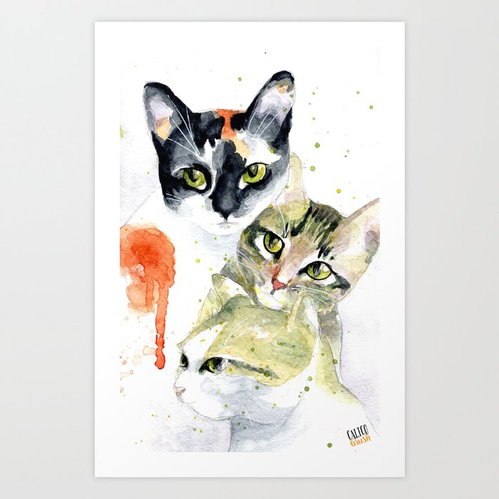 Download Three Cats Watercolor Painting Art Print By Lana N Society6