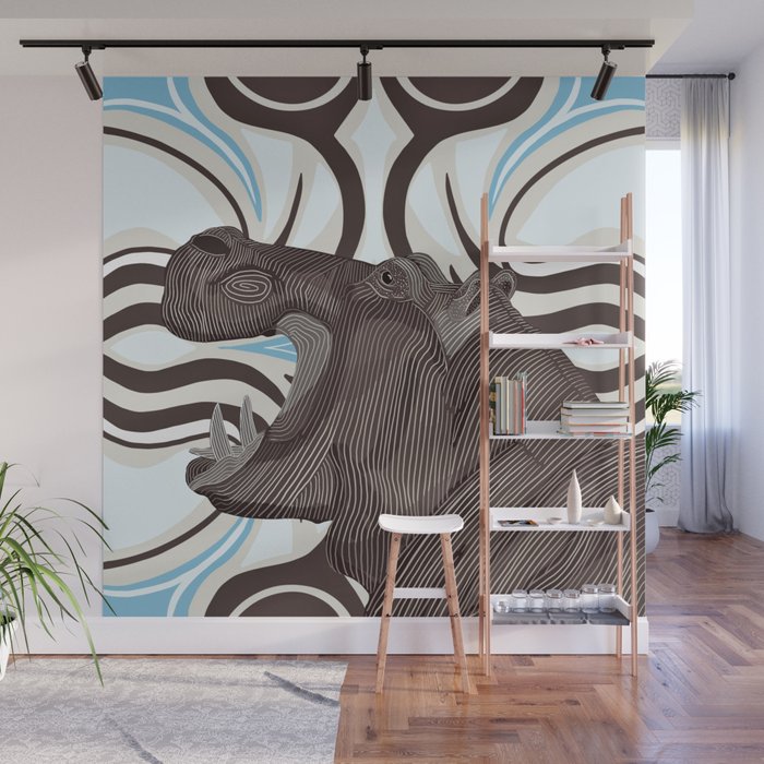 Hippo From Africa Wall Mural
