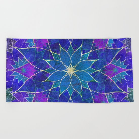 Lotus 2 - blue and purple Beach Towel