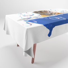 Wild Tiger - Blue Bathtub Soap Bubbles Rubber Duck Tablecloth