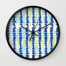 Modern Tie Dye-Blue & Yellow-Rock Stacking Wall Clock