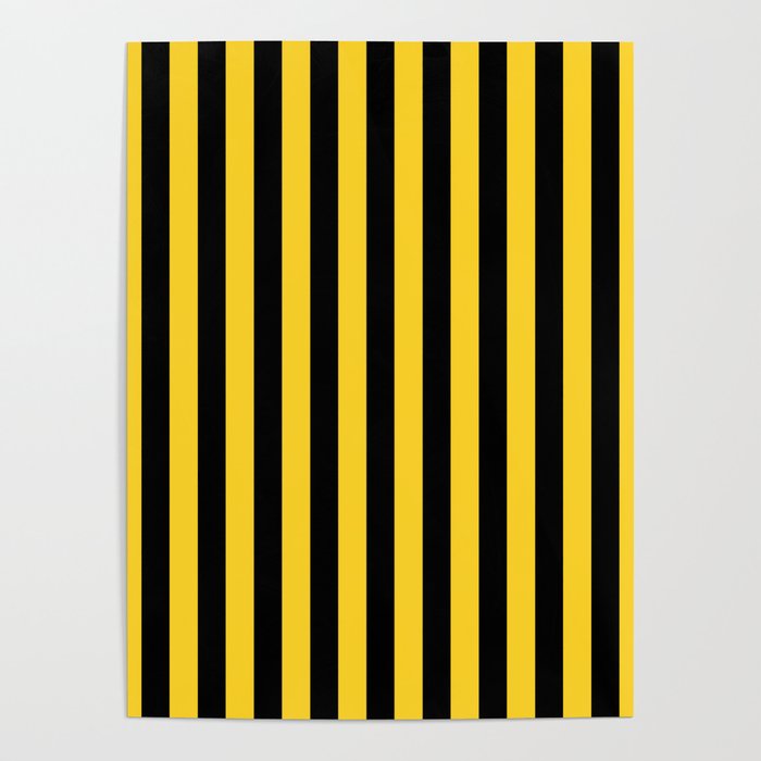 Yellow and Black Large Tent stripes Poster