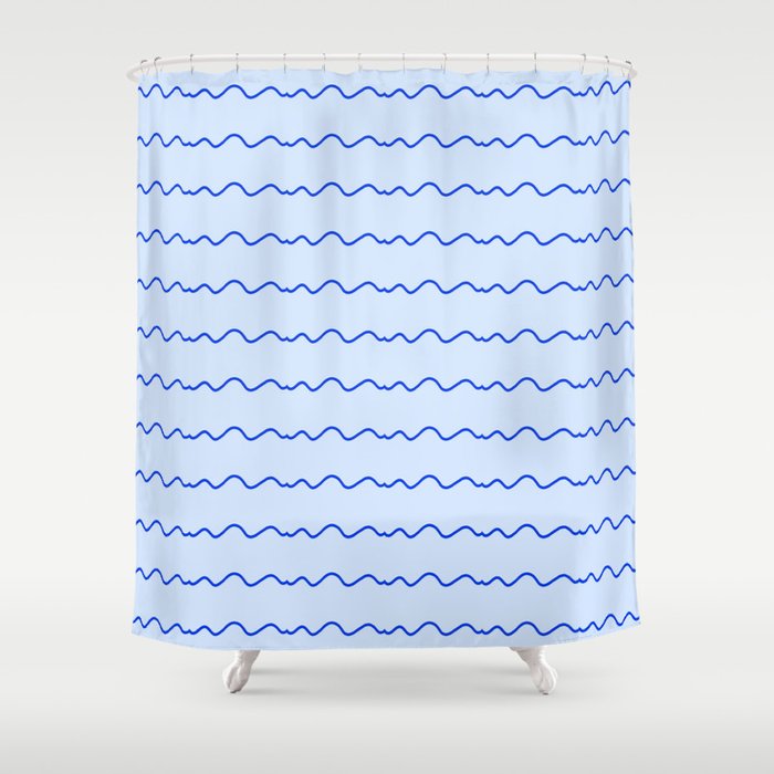 Mariniere and wave 23 blue Shower Curtain