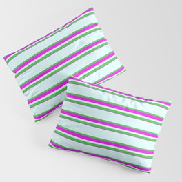 [ Thumbnail: Light Cyan, Lime Green & Fuchsia Colored Lines Pattern Pillow Sham ]