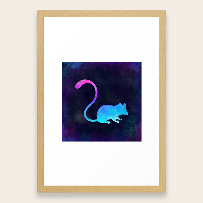 Mouse In Space Animal Graphic Art Watercolor Canvas Painting