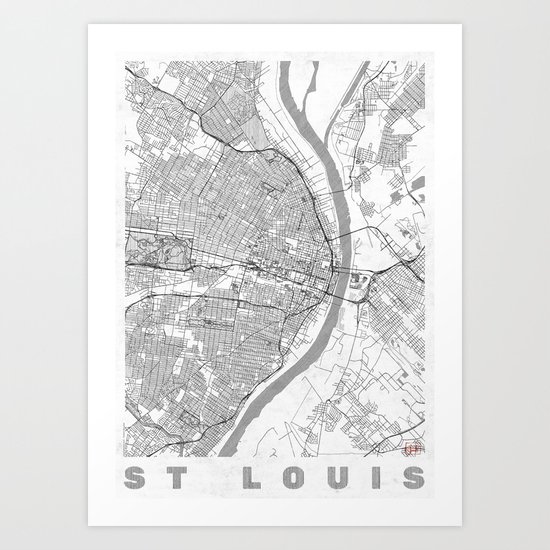 St Louis Map Line Art Print
