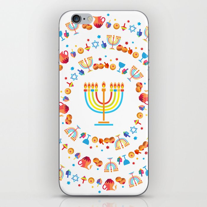 Happy Hanukkah Holiday Pattern iPhone Skin