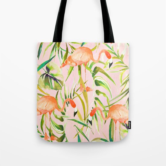 Sorbet Flamingo palms Tote Bag