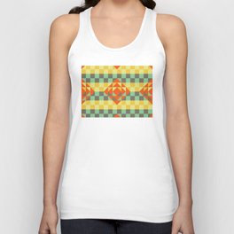 Green and yellow gingham checked ornament Unisex Tank Top
