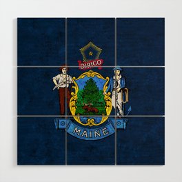 State flag of Maine US Flags Banner Mainer Colors Wood Wall Art