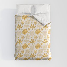 Mustard Coral Silhouette Pattern Comforter