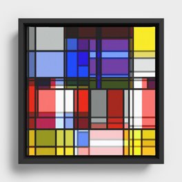 Manic Mondrian Style Retro Color Composition Framed Canvas