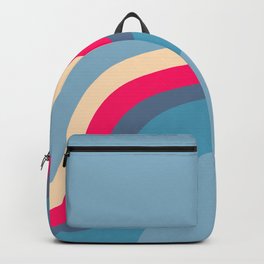 Loana - Blue Pink Colourful Wavy Minimalistic Retro Stripes Art Design Pattern  Backpack
