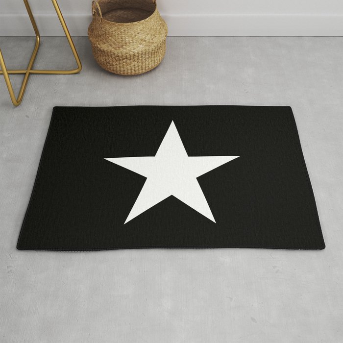 White Star On Black Background Rug By Minimal Design Society6 White Star On Black Background Rug