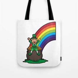 Leprechaun Rainbow and Pot of Gold Saint Patrick Day T-Shirt Tote Bag