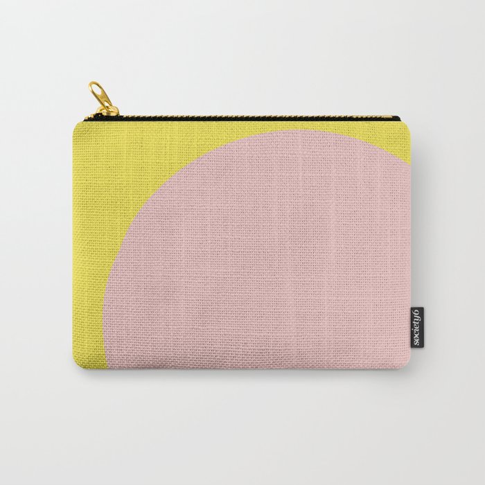 Margo Collection: Minimalist Modern Geometric Pink Circle on Yellow Carry-All Pouch