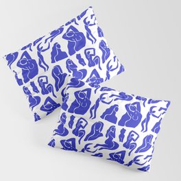 Abstract blue women collage figure pattern Pillow Sham
