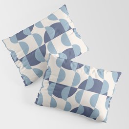 Geometric semi-circle big and small pattern - Blue Pillow Sham