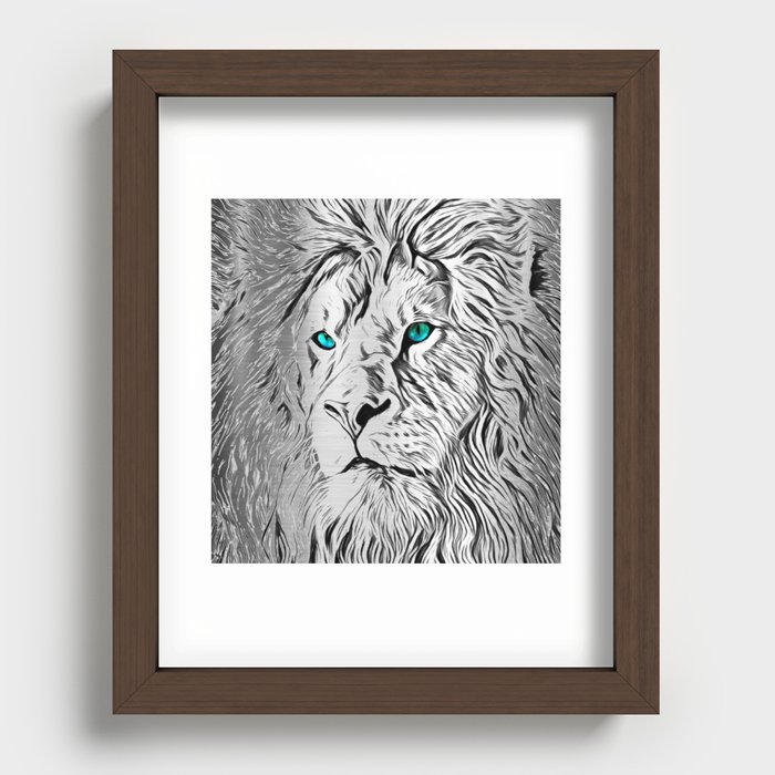 Silver Lion Recessed Framed Print