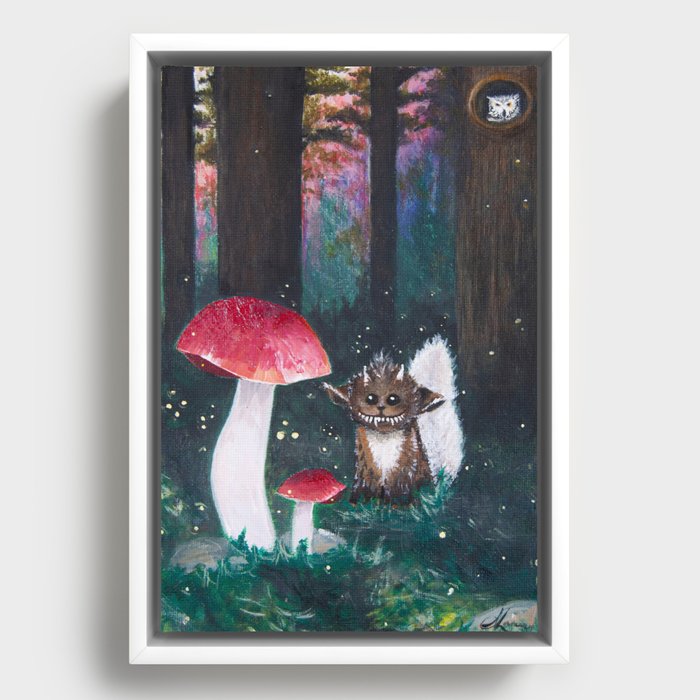Critter & Shrooms Framed Canvas