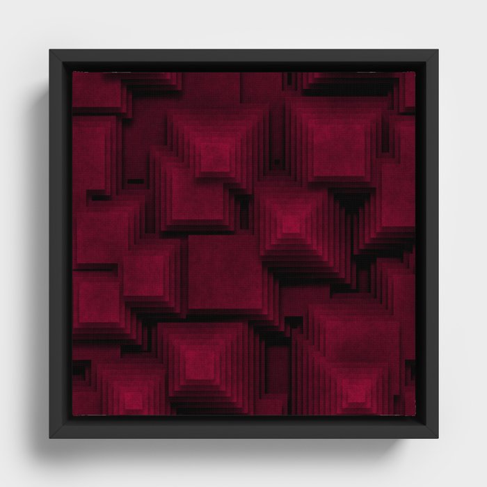 Illusion Red Square Framed Canvas
