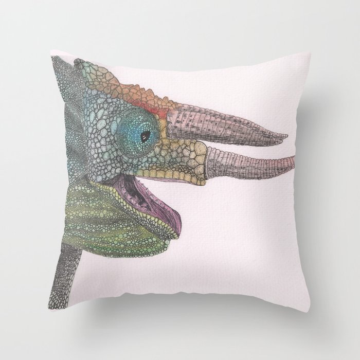 Happy Chameleon (watercolor) Throw Pillow
