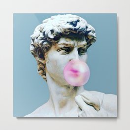 The Statue of David (Michelangelo) with Bubblegum Metal Print | Digital, Art, Bible, Bubblegum, Pop, Graphicdesign, Gum, Florenc, Chew, Bubble 