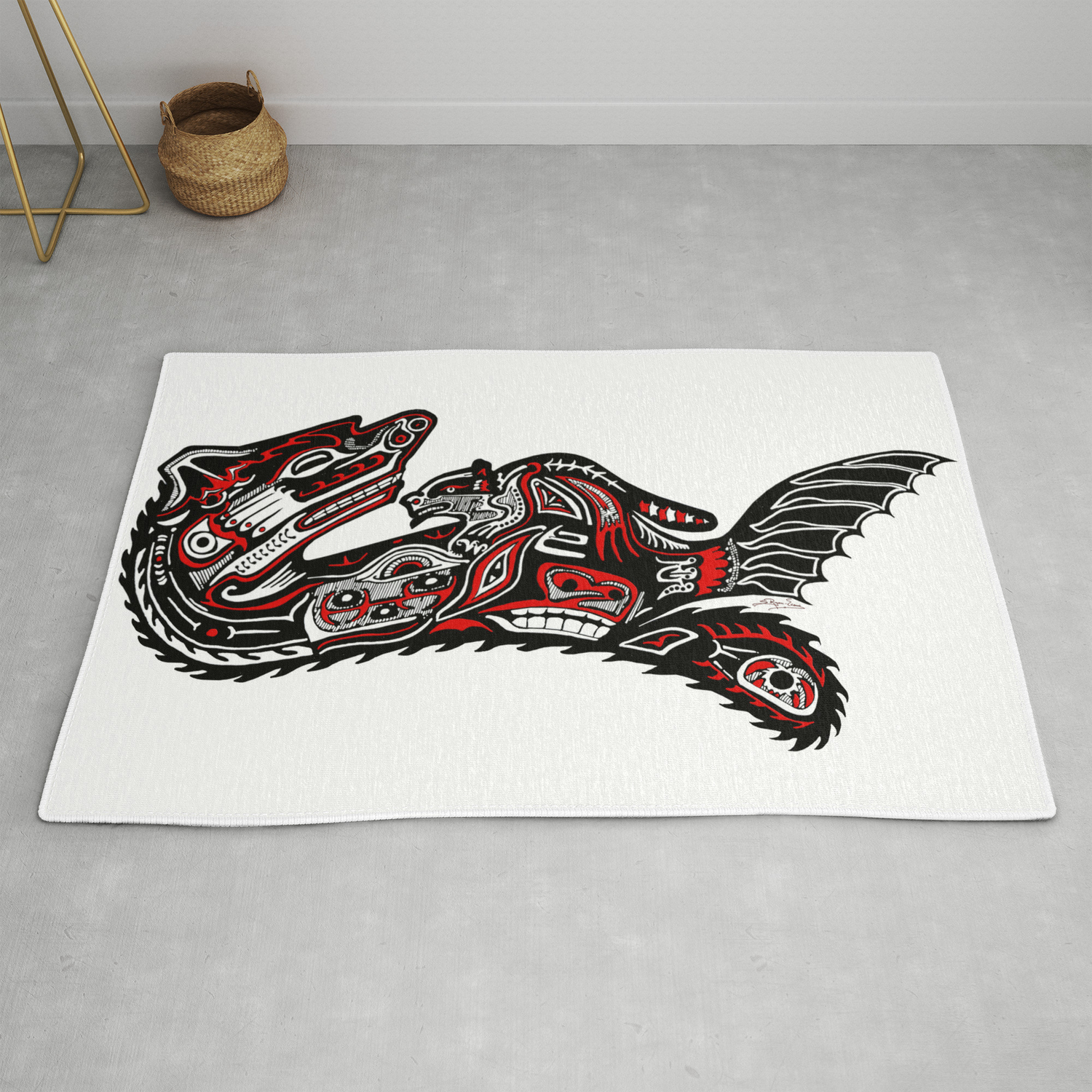 Haida Otter And Baby Rug By Skyeryanevans Society6 Haida Otter And Baby Rug By