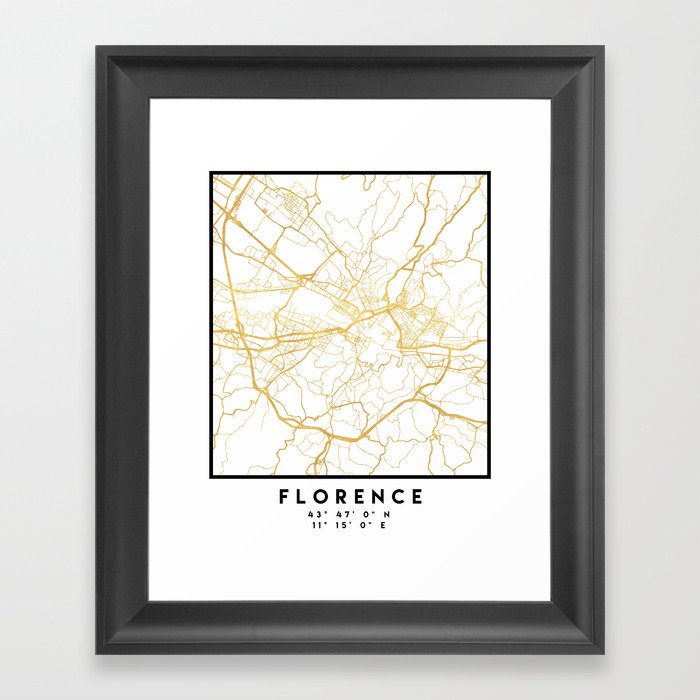 Florence Italy City Street Map Art Framed Print By Deificusart Florence Italy City Street Map Art Framed Print