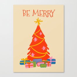 Be Merry Cute and Colorful Christmas Canvas Print