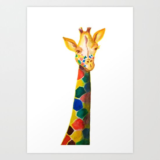 Giraffe Watercolor Print Art Print